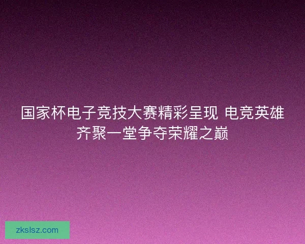 国家杯电子竞技大赛精彩呈现 电竞英雄齐聚一堂争夺荣耀之巅
